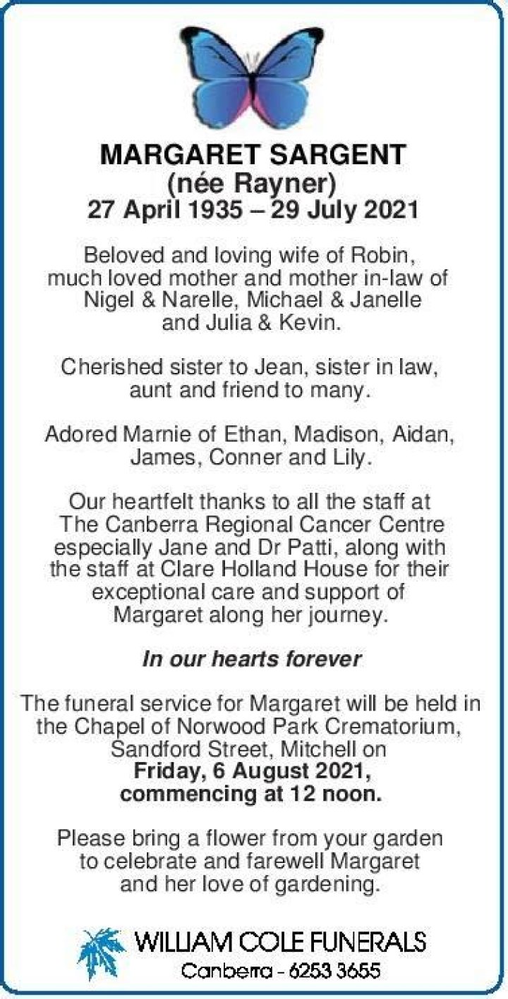 Unveiling The Life And Legacy: Margaret Sargent's Obituary
